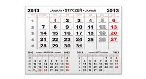 kalendaria do kalendarzy trójdzielnych